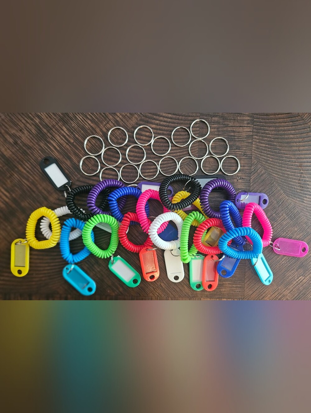 🎉 3 Items/$15 🎉 Coiled Wrist Key Ring with ID Tag ‐ Multiple Colors(18pc)